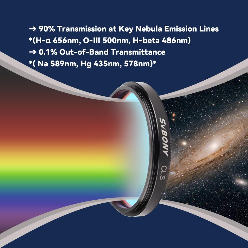 SVBONY Telescope Filter 2" CLS Broadband Filter, Reduce City Light Pollution Suitable for Deep Sky Visual Astronomical Photography - Image 2